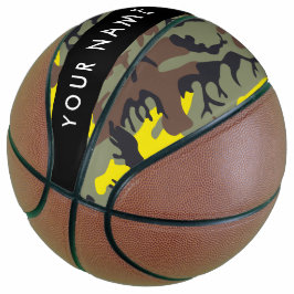 Balón De Baloncesto Camuflaje amarillo y marrón Tu nombre Personaliza