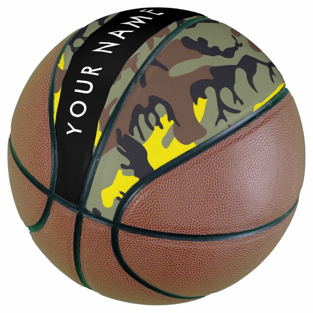 Balón De Baloncesto Camuflaje amarillo y marrón Tu nombre Personaliza (Angular)