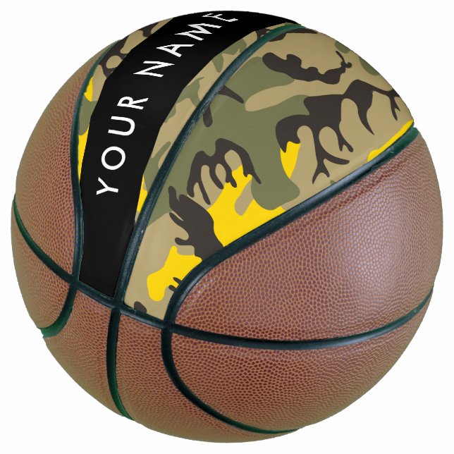 Balón De Baloncesto Camuflaje amarillo y verde Tu nombre Personaliza (Angular)