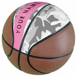 Balón De Baloncesto Camuflaje Gris Nieve Invernal Personaliza Tu Nombr