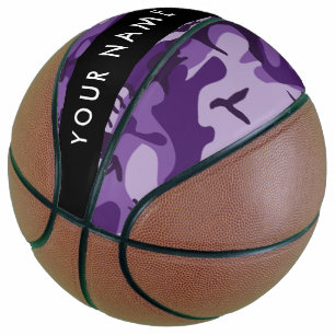 Balón De Baloncesto Camuflaje púrpura Tu nombre Personaliza