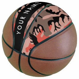 Balón De Baloncesto Camuflaje rojo y marrón Tu nombre Personaliza