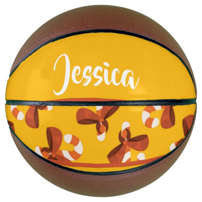 Balón De Baloncesto Caña de caramelo envuelta con un patrón de arco ro (Anverso)