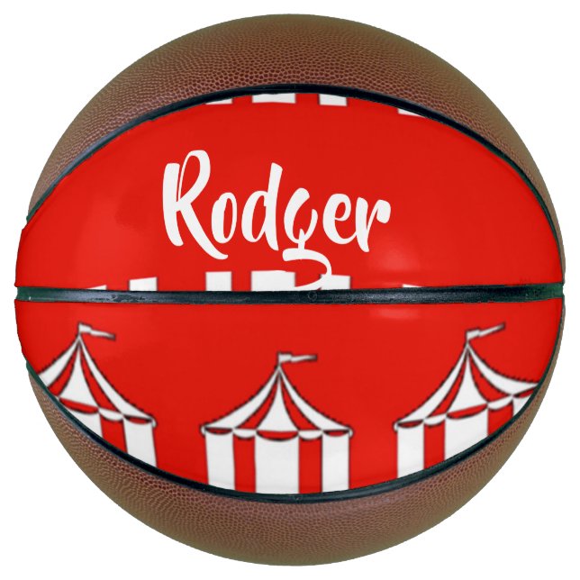 Balón De Baloncesto Carpas de circo rojo y blanco (Anverso)