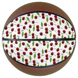 Balón De Baloncesto Cerezo Rojo, Patrón De Cerezas, Hojas, Fruta