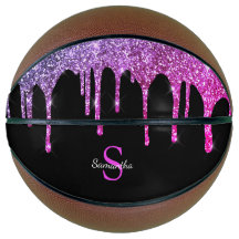 Chic Rosa Purpura Brillo Drips Monograma