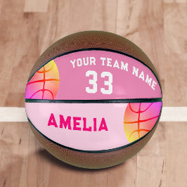 Balón De Baloncesto Chica Baloncesto Basket Rosa Nombre Jugador Número