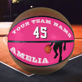 Balón De Baloncesto Chica de nombres de equipo de jugador rosa moderno