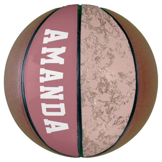 Balón De Baloncesto Chica de oro Rosa moderno personalizado (Vertical)