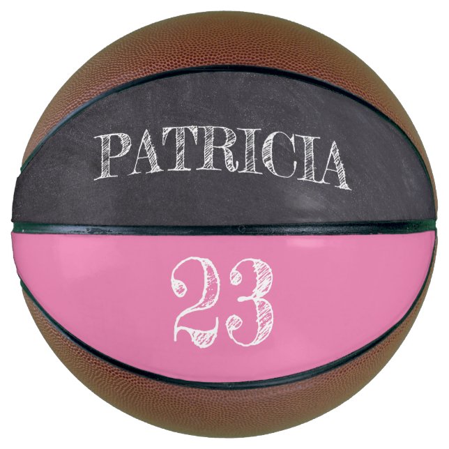 Balón De Baloncesto Chica rosado Nombre número de deporte Marcador (Anverso)