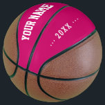 Balón De Baloncesto Chicas Idea de regalo de cumpleaños nombre persona<br><div class="desc">Crea tus Chicas únicos regalo de cumpleaños fuchsia rosado Basketball agregando tu propio nombre personalizado, año, lema, mensaje o cualquier texto. Personalizable lindo juego de regalos de baloncesto para chicas, mujeres jugadores de baloncesto, mujeres, mamá, hermana, hija, novia, animadores, adolescente, adolescente, niña, jugadores, compañeros de equipo, fans. Elija su equipo...</div>