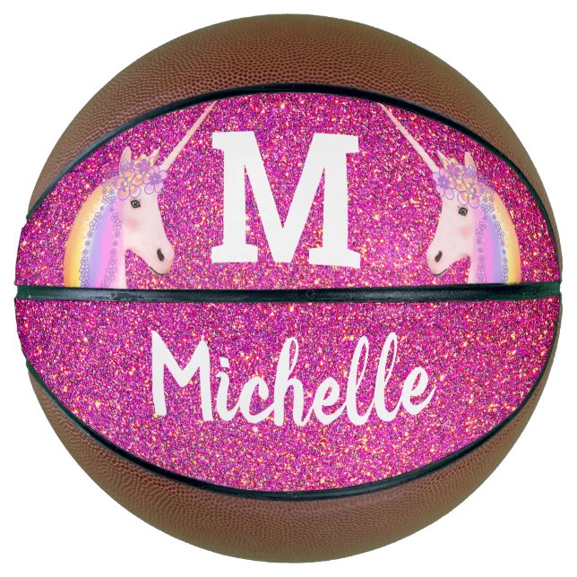Balón De Baloncesto Chicas personalizados de Purpurinas de imitación r (Anverso)