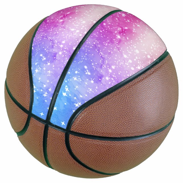 Balón De Baloncesto Cielo de galaxia azul púrpura (Angular)