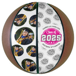 Balón De Baloncesto Clase de 2025 Foto de graduado rosado