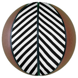 Balón De Baloncesto Clásico blanco con patrón de franja negra atrevida