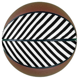 Balón De Baloncesto Classic White with Bold Black Stripe Pattern