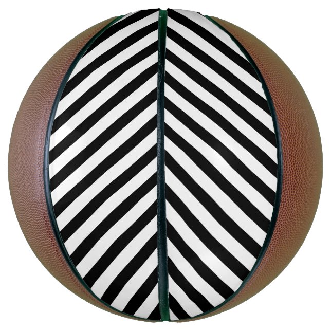 Balón De Baloncesto Classic White with Bold Black Stripe Pattern (Vertical)