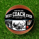 Balón De Baloncesto Collage de fotos moderno de moda Guay<br><div class="desc">Perfecto para el mejor entrenador: El mejor entrenador JAMÁS personalizado baloncesto con 3 fotos favoritas en color, su nombre y un mensaje de agradecimiento, así como el nombre del equipo y el año de la temporada. Grandioso Gracias por graduarse o una asombrosa sorpresa por su cumpleaños, seguramente un aguijón que...</div>