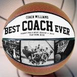 Balón De Baloncesto Collage de fotos moderno de moda Guay<br><div class="desc">Perfecto para el mejor entrenador: El mejor entrenador JAMÁS personalizado baloncesto con 3 fotos favoritas en blanco y negro de moda, su nombre y un mensaje de agradecimiento, así como el nombre del equipo y el año de la temporada. Un gran regalo de agradecimiento o una asombrosa sorpresa por su...</div>