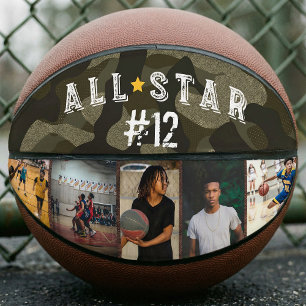 Balón De Baloncesto Collage de fotos número de equipo de camuflaje mil