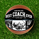 Balón De Baloncesto Collage de fotos único de Guay de la mejor entrena<br><div class="desc">Perfecto para el mejor entrenador: El mejor entrenador JAMÁS personalizado baloncesto con 3 fotos favoritas en blanco y negro de moda, su nombre y un mensaje de agradecimiento, así como el nombre del equipo y el año de la temporada. Un gran regalo de agradecimiento o una asombrosa sorpresa por su...</div>