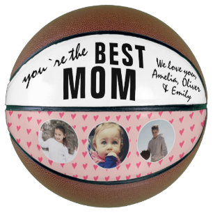 Balón De Baloncesto Collar de 3 fotos Corazón Rosa Mejor Mamá Adorable