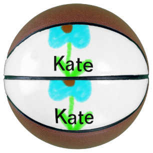 Balón De Baloncesto Color de agua verde azul añadir tu nombre personal