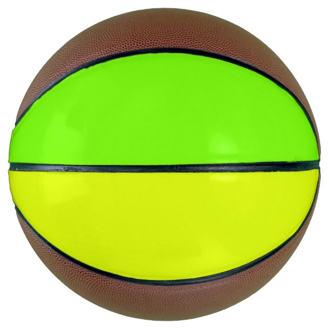 Balón De Baloncesto color sólido neón amarillo y verde (Anverso)
