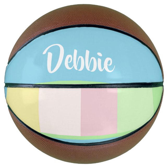 Balón De Baloncesto Coloridas rayas de paleta pastel (Anverso)