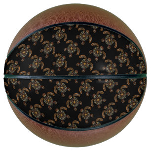 Balón De Baloncesto Colorido diseño de tortuga vintage acabado de meta