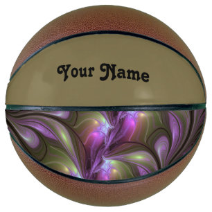 Balón De Baloncesto Colorido Resumen Violeta Púrpura Khaki Fractal Nom