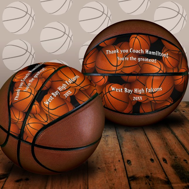 Balón De Baloncesto Conmemorativo equipo de regalo de agradecimiento e (Keepsake basketball for coach thank you - two views)