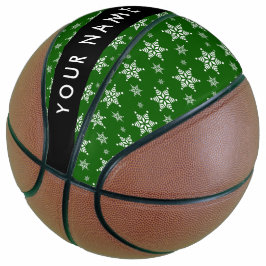 Balón De Baloncesto Copos de nieve blancos, verdes, tu nombre, persona