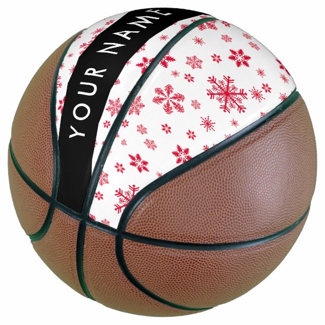 Balón De Baloncesto Copos de nieve rojos, tu nombre, personaliza (Angular)