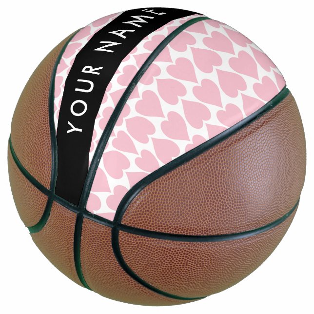 Balón De Baloncesto Corazones rosados, románticos, su nombre, personal (Angular)