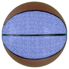 Balón De Baloncesto Cuadrícula H de la clave del meandro griega Azul