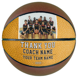 Balón De Baloncesto Cuero Amarillo Gracias Entrenador Nombre del Equip