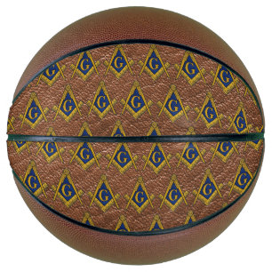 Balón De Baloncesto Cuero Cuadrado y Compás Masónico Francmasones