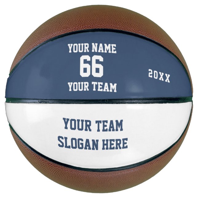 Balón De Baloncesto Custom Blue Basketball with Name, Number, Team (Anverso)