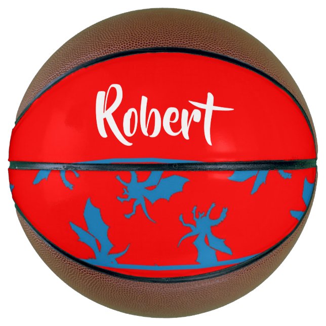 Balón De Baloncesto Custom name blue dragons on red (Anverso)
