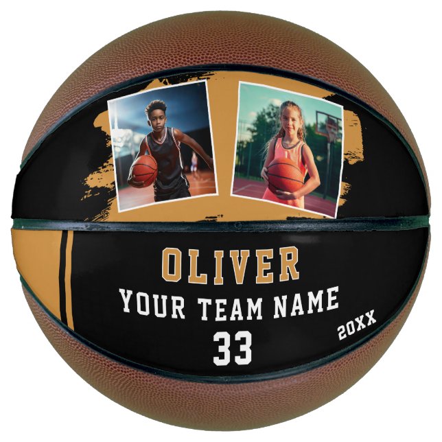 Balón De Baloncesto Custom Player's Name Number Team 2 Photo (Anverso)