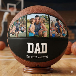 Balón De Baloncesto Dad Est. Bold Black 3 Photo Fathers Day Gift