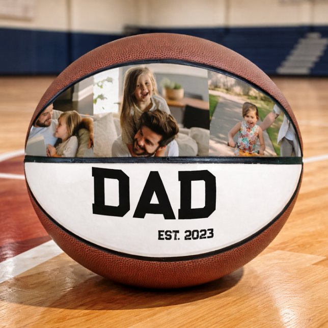 Balón De Baloncesto Dad Established 3 Photo Customizable Year Gift (Subido por el creador)