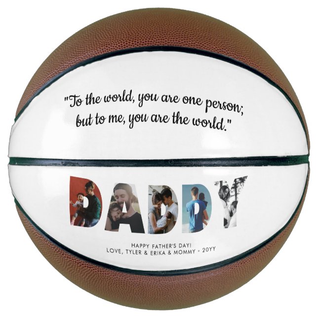 Balón De Baloncesto DADDY Collage de fotos Personalizado cita el día d (Anverso)