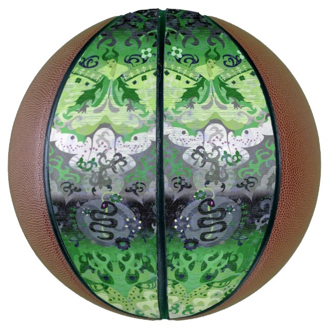 Balón De Baloncesto Damasco de dragón romántico - Colores de la bander (Vertical)