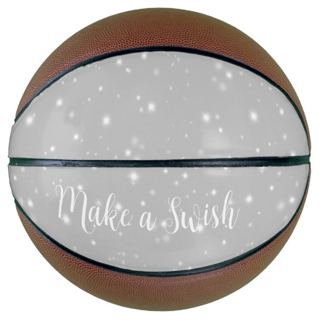 Balón De Baloncesto Deseo de estrella gris plateado Pun (Anverso)