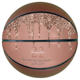 Balón De Baloncesto Destellos de Rosa Dorado Goteos Nombre Equipo Núme