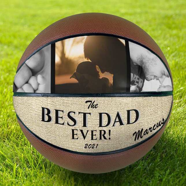 Balón De Baloncesto Día del Mejor Padre Rústico Keepsake 3 Foto (Subido por el creador)