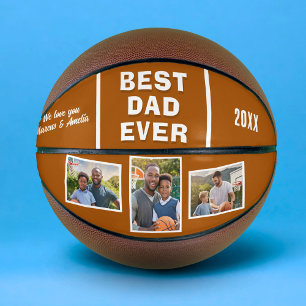 Balón De Baloncesto Día del Padre Collage de 3 Fotos Mejor Papá Modern