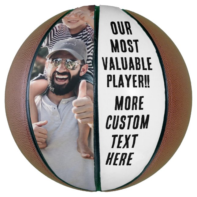 Balón De Baloncesto Día del Padre Personalizado de Fotografía y Texto  (Vertical)